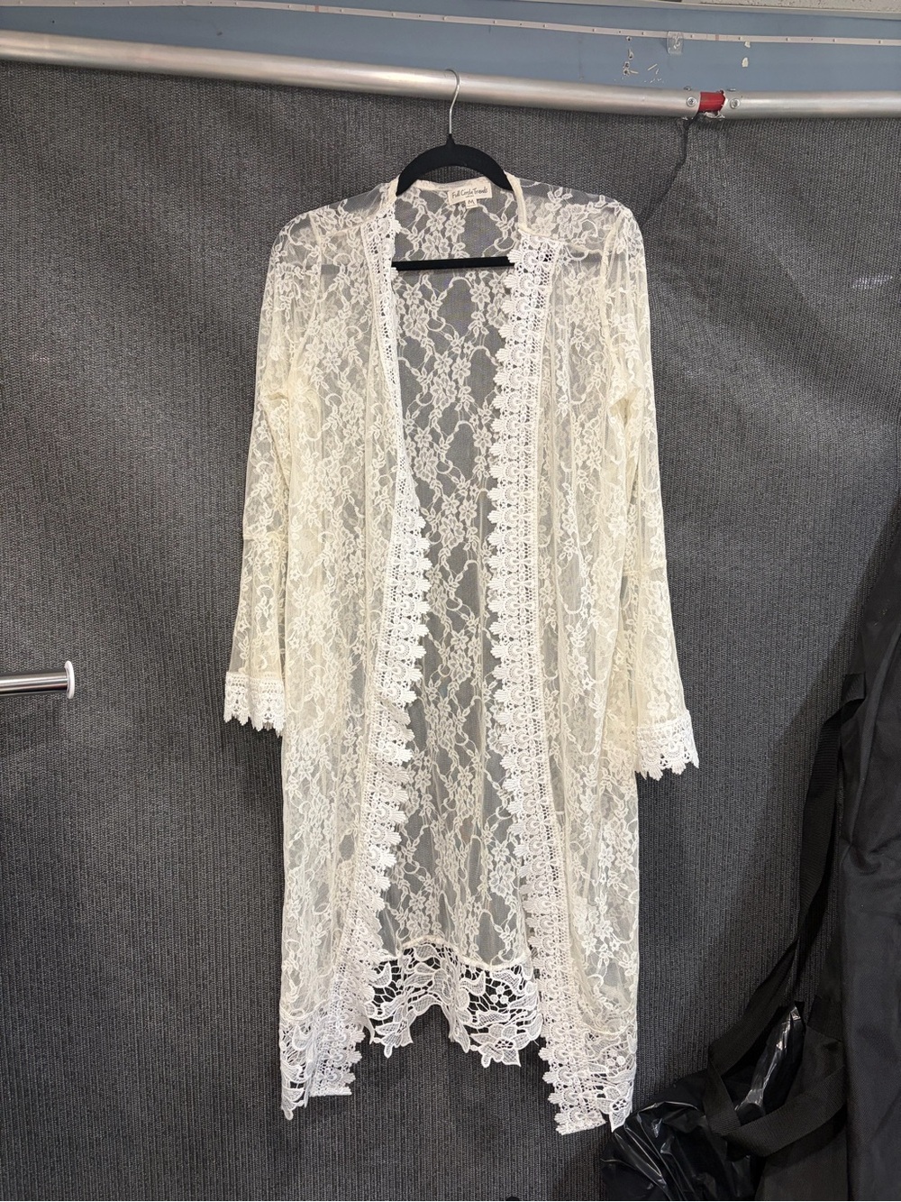 Sheer Lace Kimono Robe - Ivory